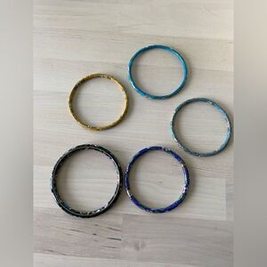 Lot of 5 Vintage Closinee Bangles Floral Motif